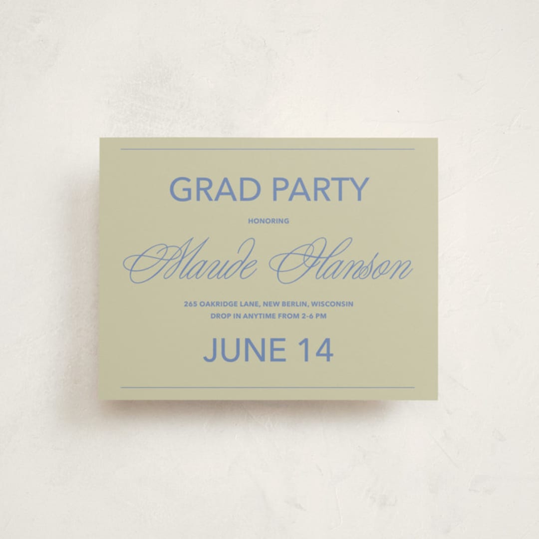 "New Style" - Graduation Insert Cards in Denim by Inkblot Design - Front
