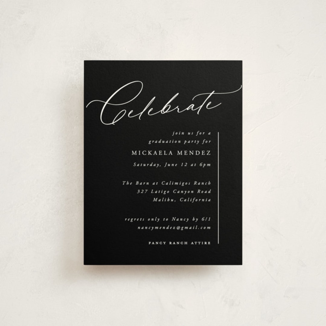 "Minimal Script" - Graduation Insert Cards in Obsidian by Kamala Nahas - Front