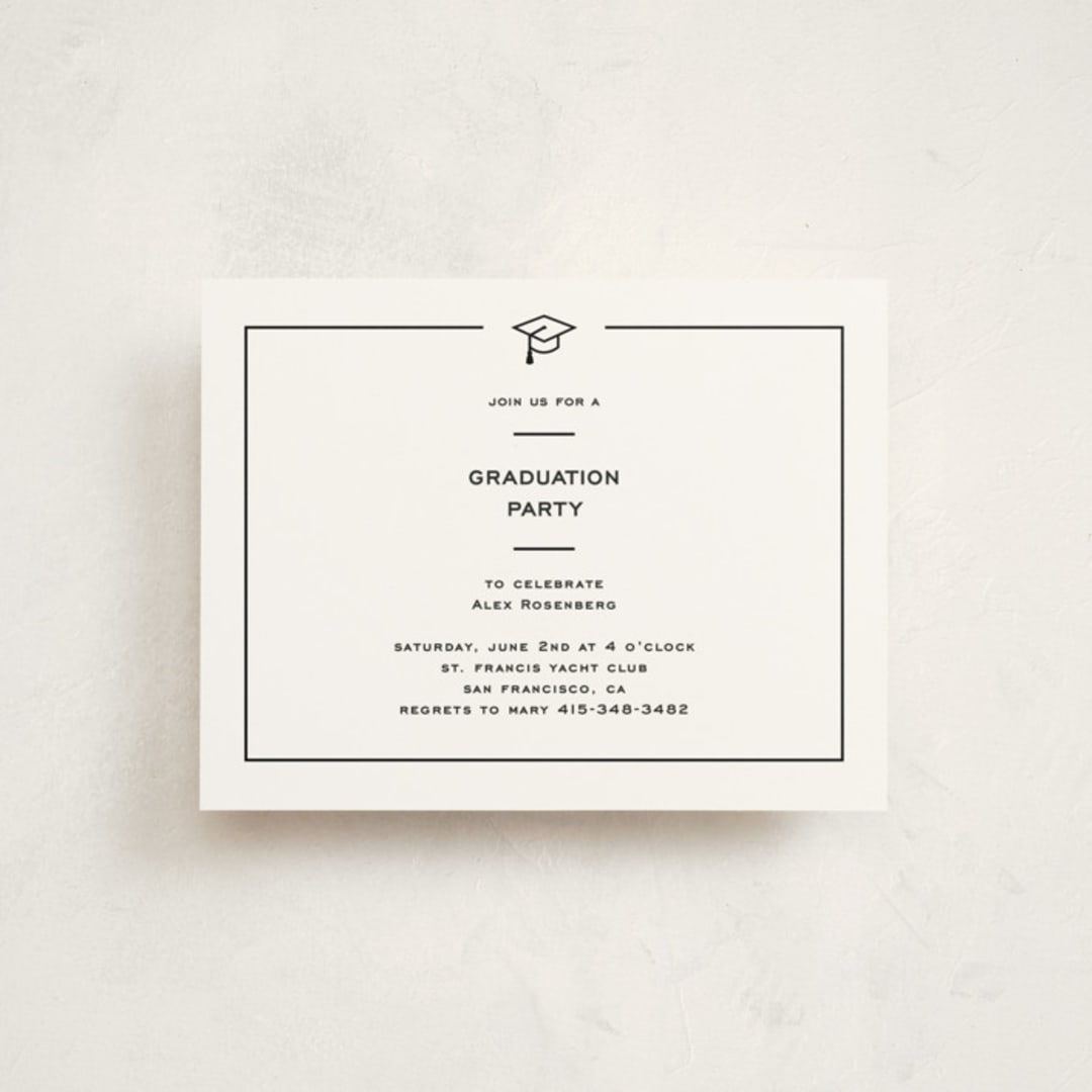 "Cap Frame" - Graduation Insert Cards in Noir by Annie Shapiro - Front