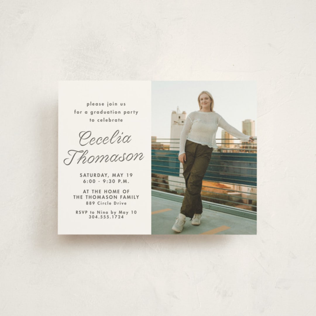 "Ribbon" - Graduation Insert Cards in Salt by Lea Delaveris - Front