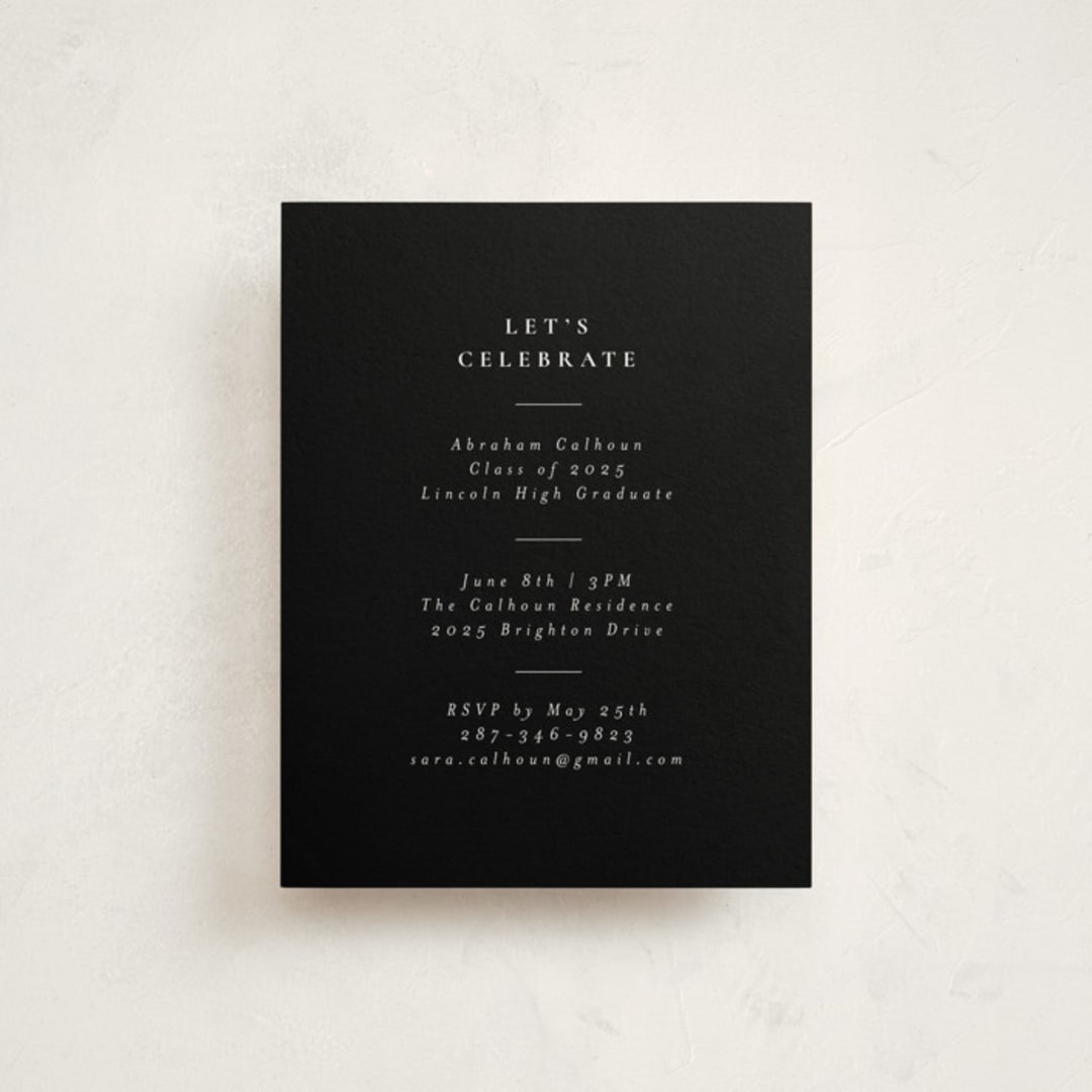 "Distinguished" - Graduation Insert Cards in Noir by Meggy Masters - Front