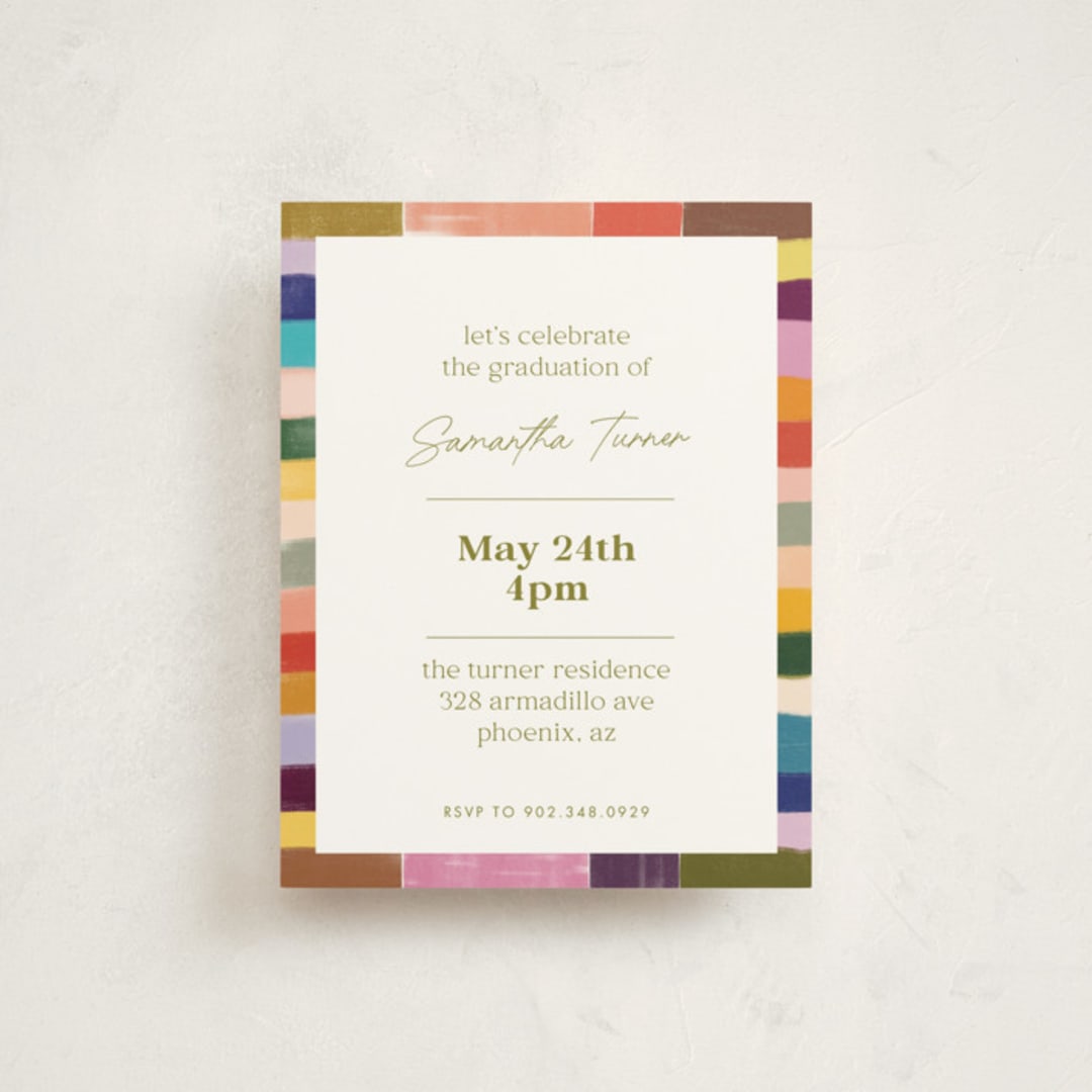 "Colorful Scallop" - Graduation Insert Cards in Olive by Sierra Lee - Front