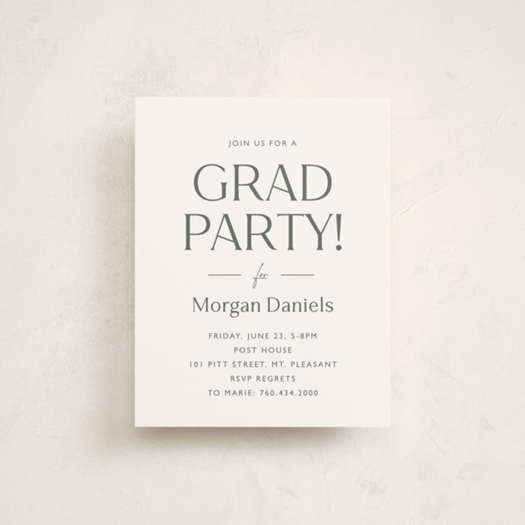 "Grad in Overlay" - Graduation Insert Cards in Eggshell by Carolyn MacLaren - Front