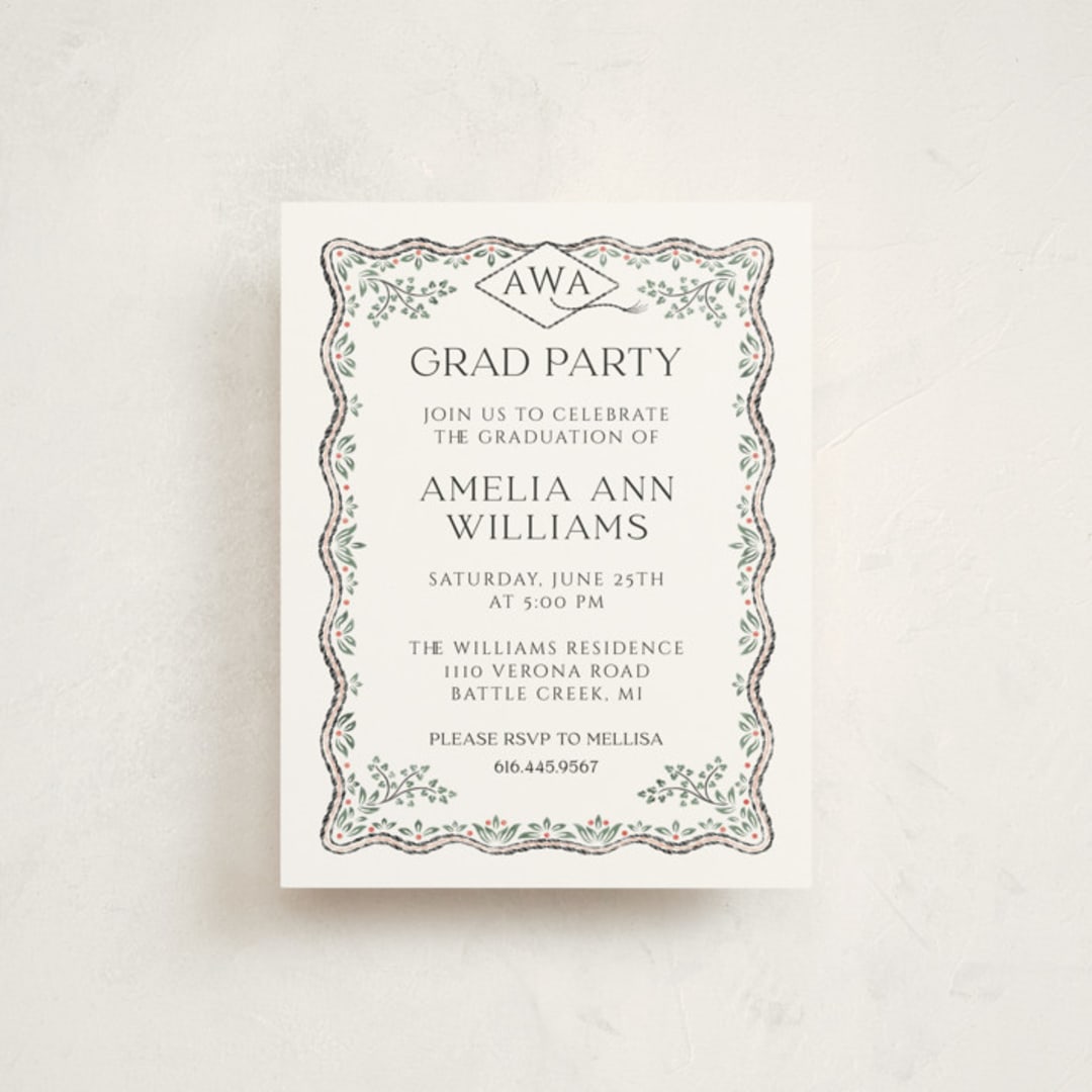 "Ivy Grad" - Graduation Insert Cards in Linen by Paper Sun Studio - Front