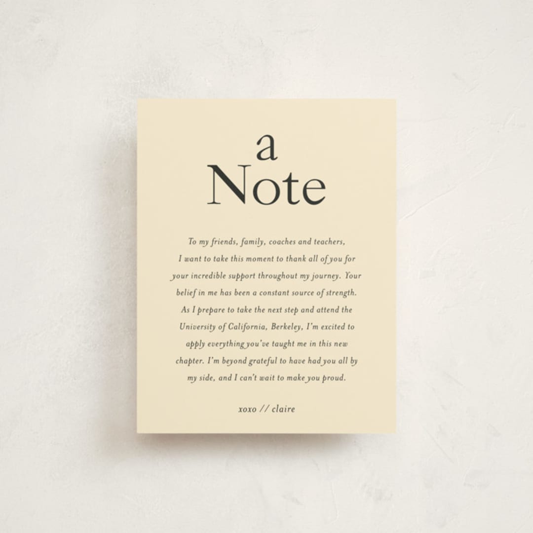 "California" - Graduation Insert Cards in Milk by Ani Somi - Front