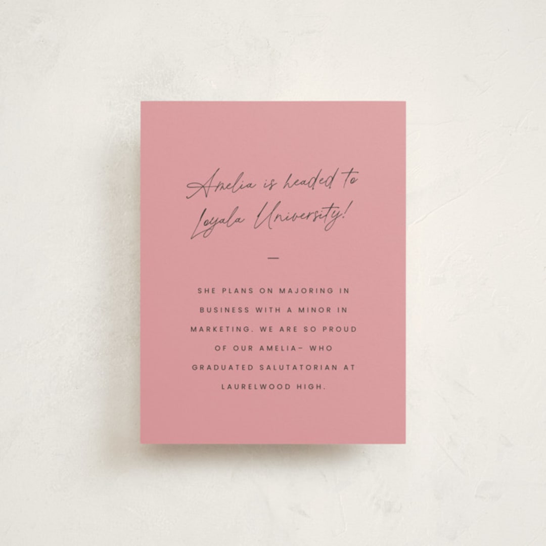 "Charm" - Graduation Insert Cards in Peony by Sara Hicks Malone - Front