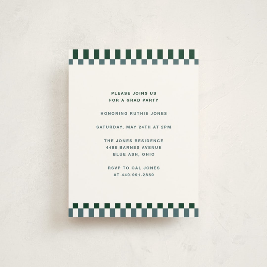 "Checked Out" - Graduation Insert Cards in Pine by Rachel Cassel - Front