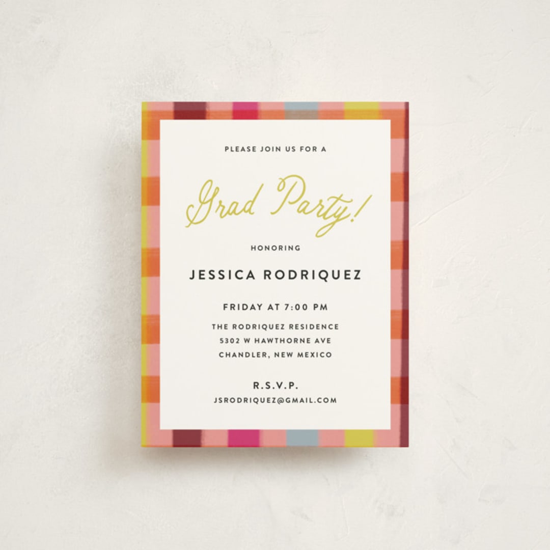 "Rainbow plaid" - Graduation Insert Cards in Ruby by Kat Roberts - Front
