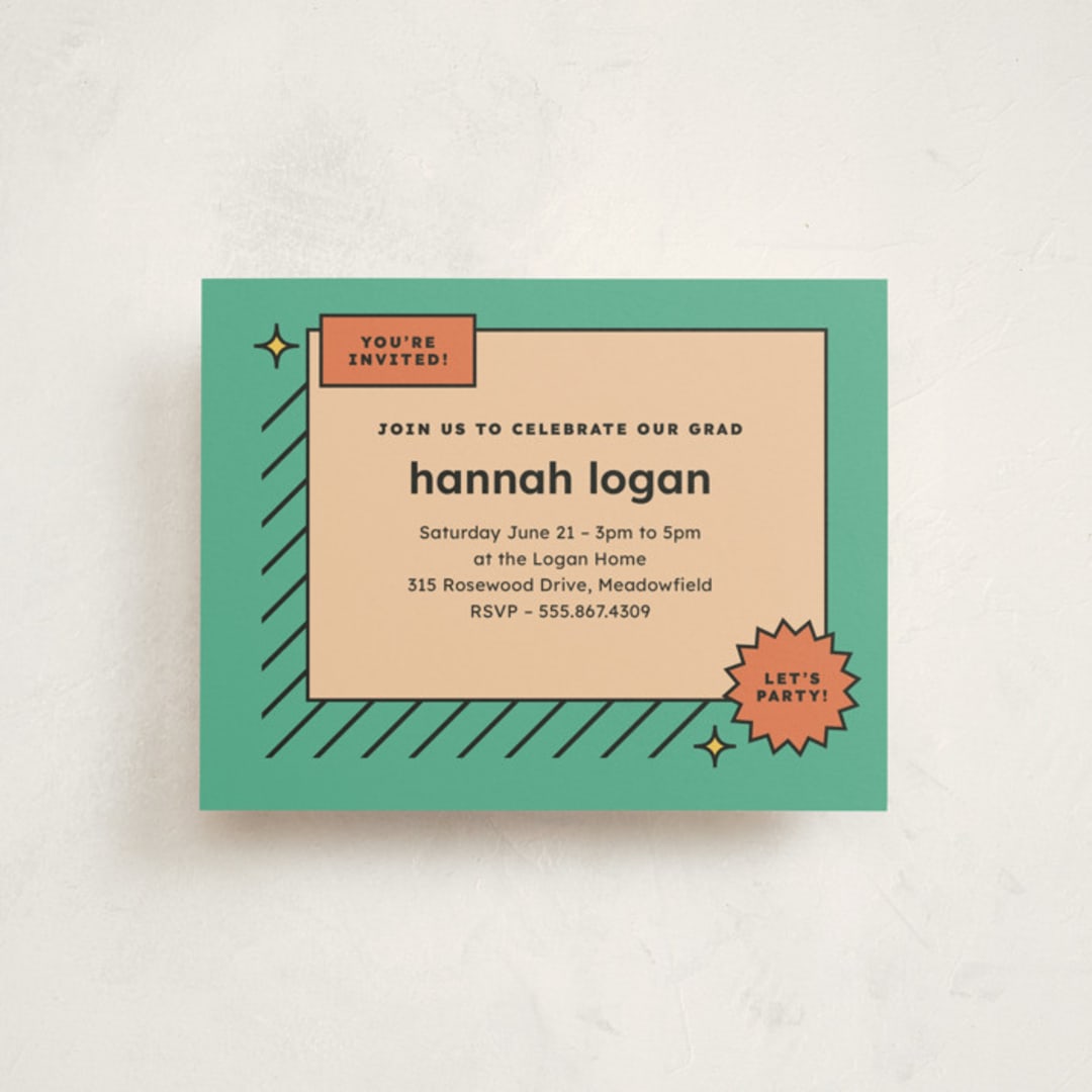 "Fun Grad" - Graduation Insert Cards in Mint by Chryssi Tsoupanarias - Front