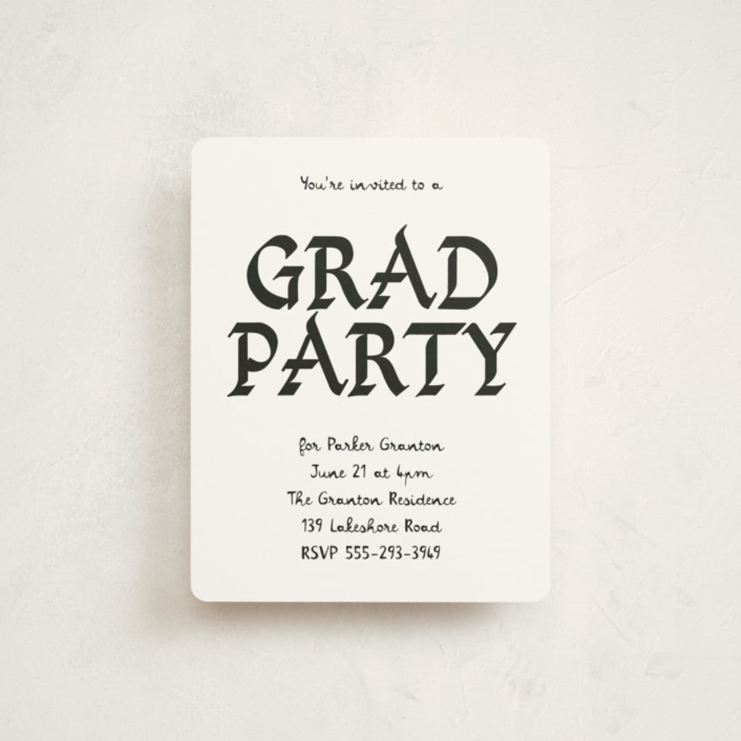 "Calligraphic Ink" - Graduation Insert Cards in Cotton by Chryssi Tsoupanarias - Front