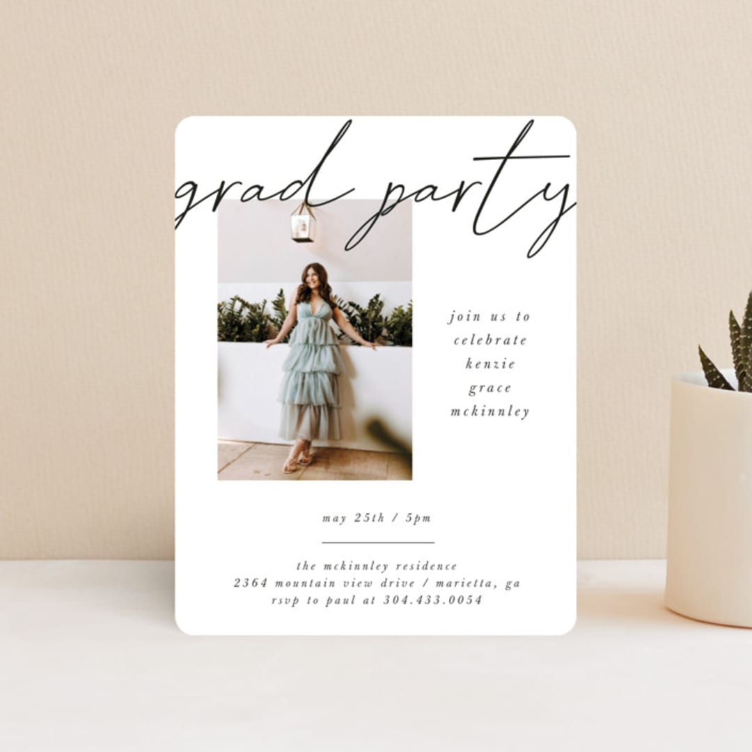 "Simple + Script" - Graduation Insert Cards in Chalkboard by Kelly Watkins - Front
