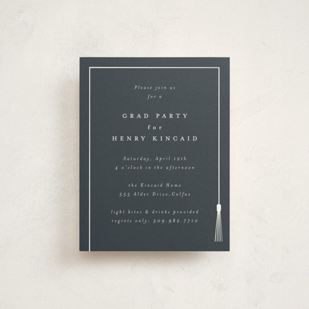 "Tasseled" - Graduation Insert Cards in Dusty Navy by AK Graphics - Front