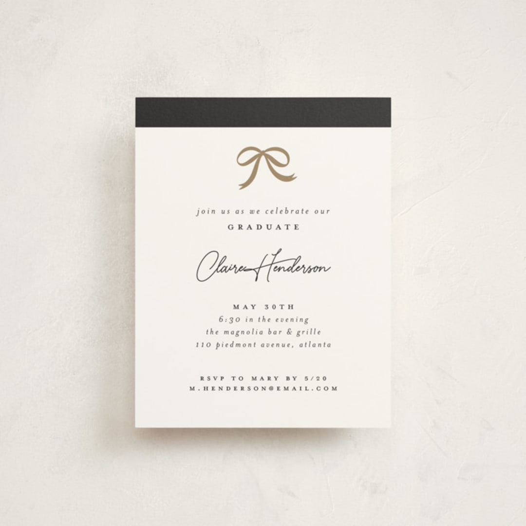 "Sweet Grad Cap" - Graduation Insert Cards in Noir by Paper Raven Co. - Front