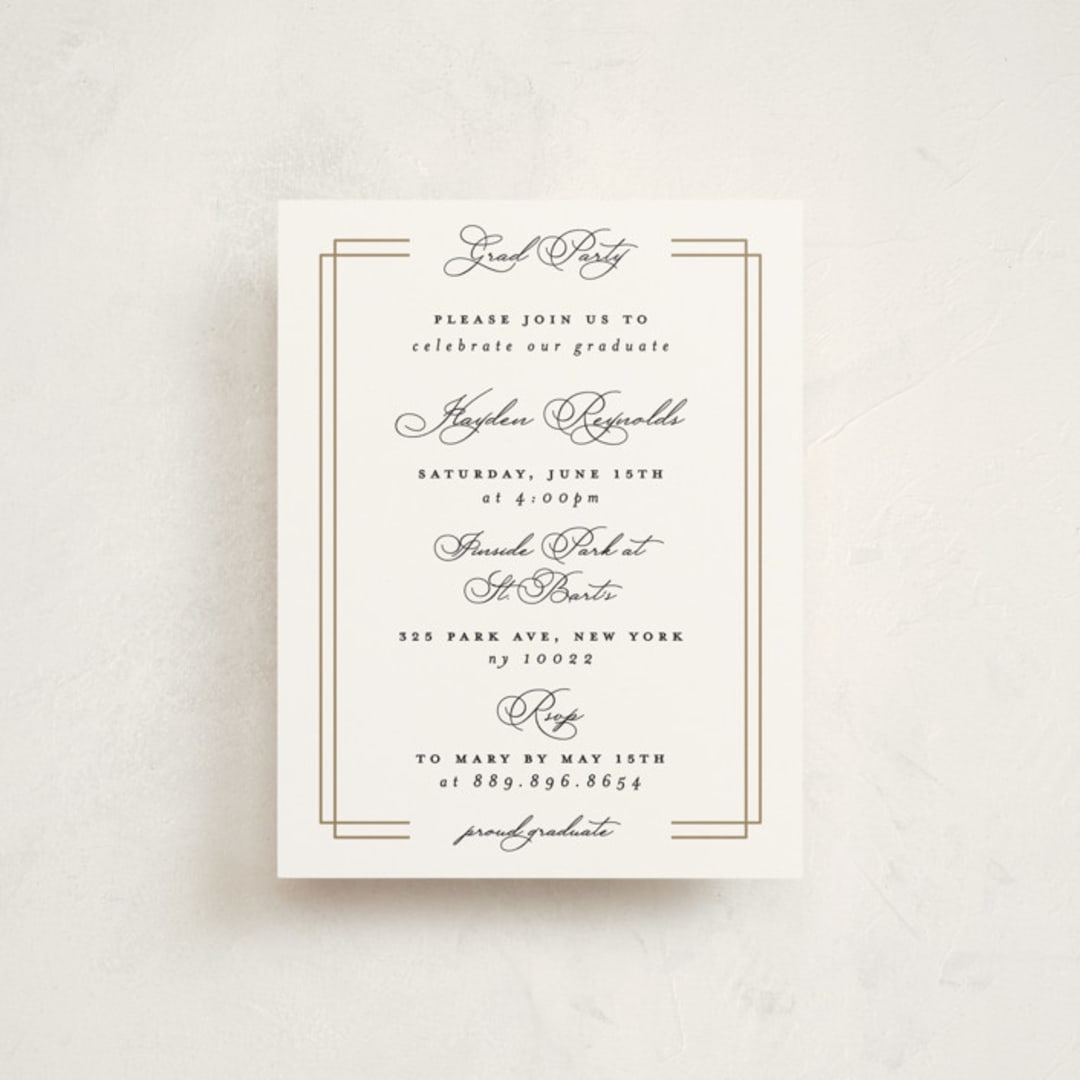 "Minimalist Elegance" - Graduation Insert Cards in Ink by Ana de Sousa - Front