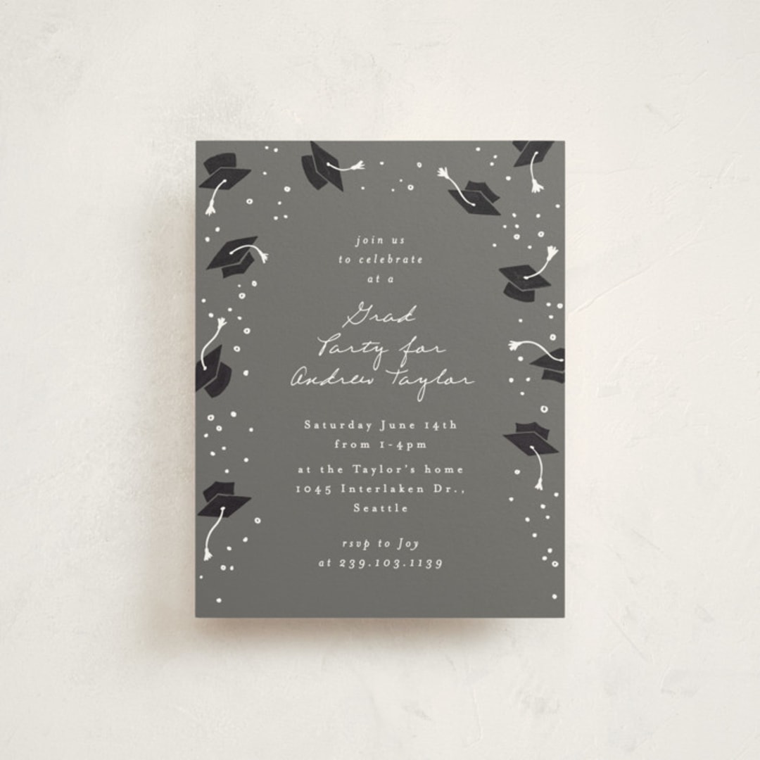 "Hat Fling" - Graduation Insert Cards in Cloud by Alethea and Ruth - Front
