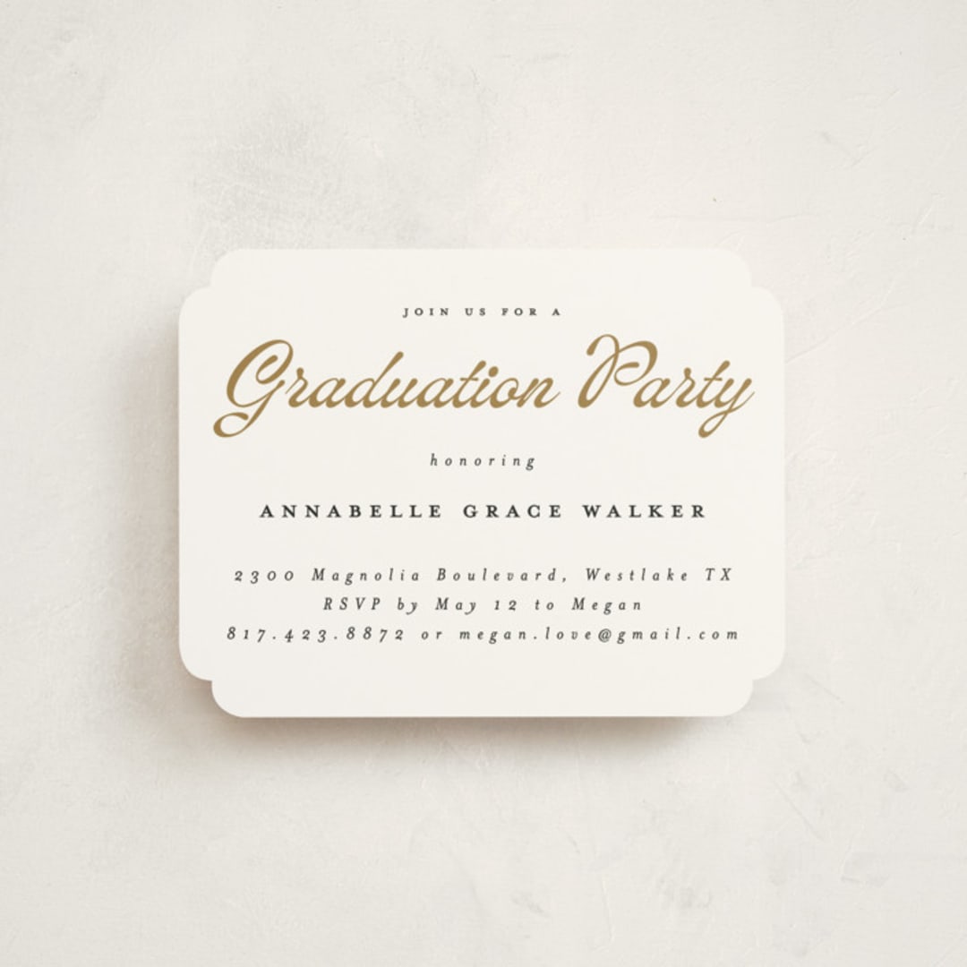 "vintage script" - Graduation Insert Cards in Golden by Maja Cunningham - Front