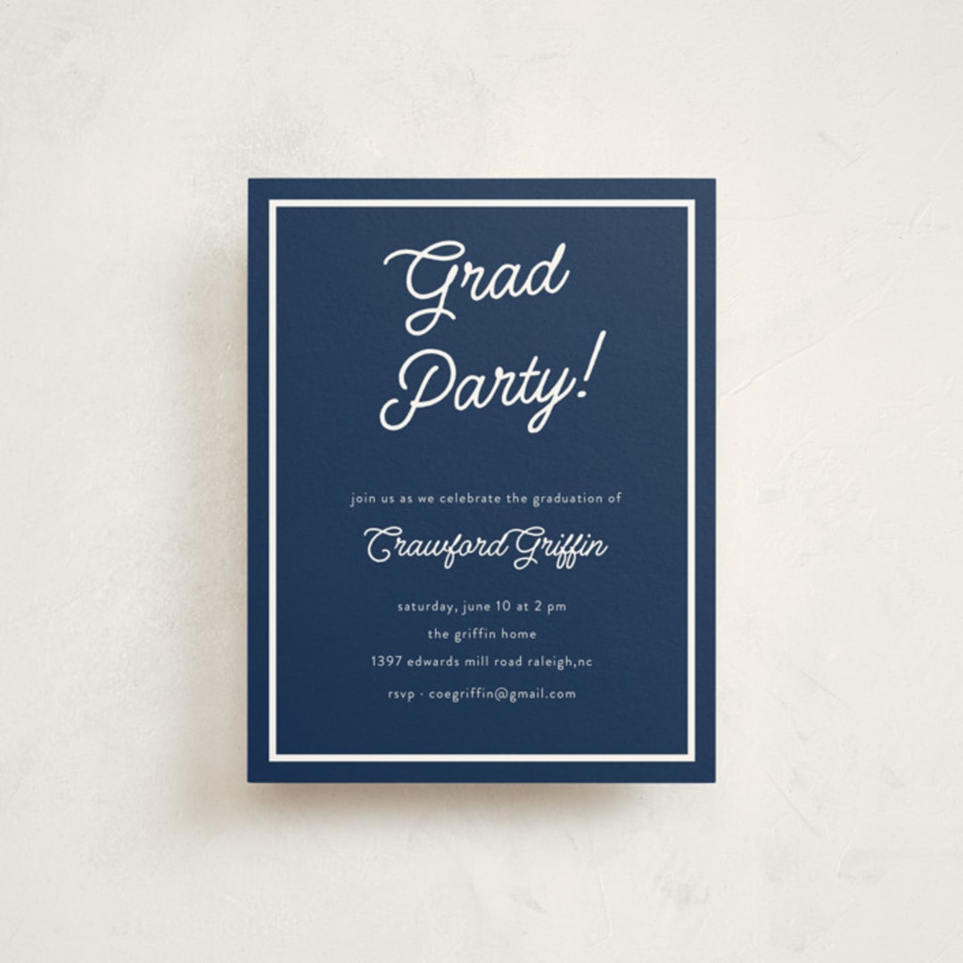 "retro vintage grad" - Graduation Insert Cards in Navy by BR Designs - Front