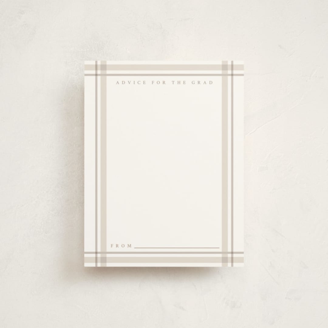 "Traditional Plaid" - Graduation Insert Cards in Tan by Ashley Presutti Beasley - Front