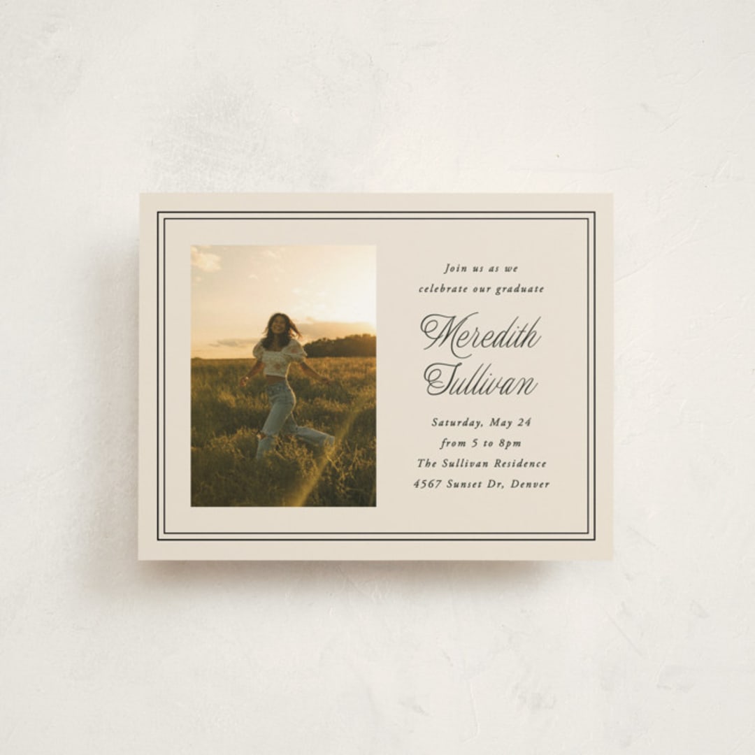 "Timeless Border" - Graduation Insert Cards in Almond by Brianne Larsen - Front