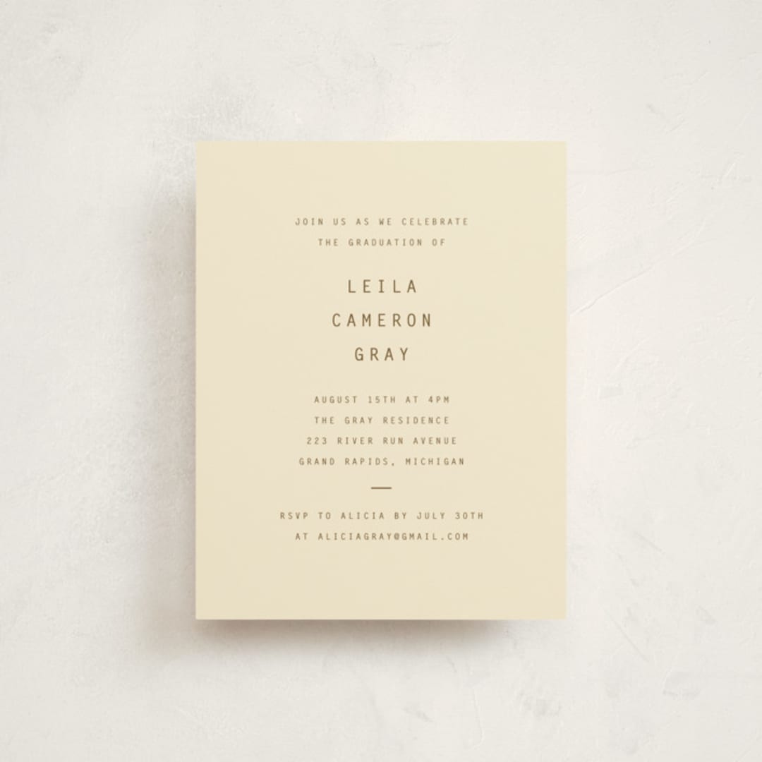 "leila" - Graduation Insert Cards in Cream by Ellen Schlegelmilch - Front