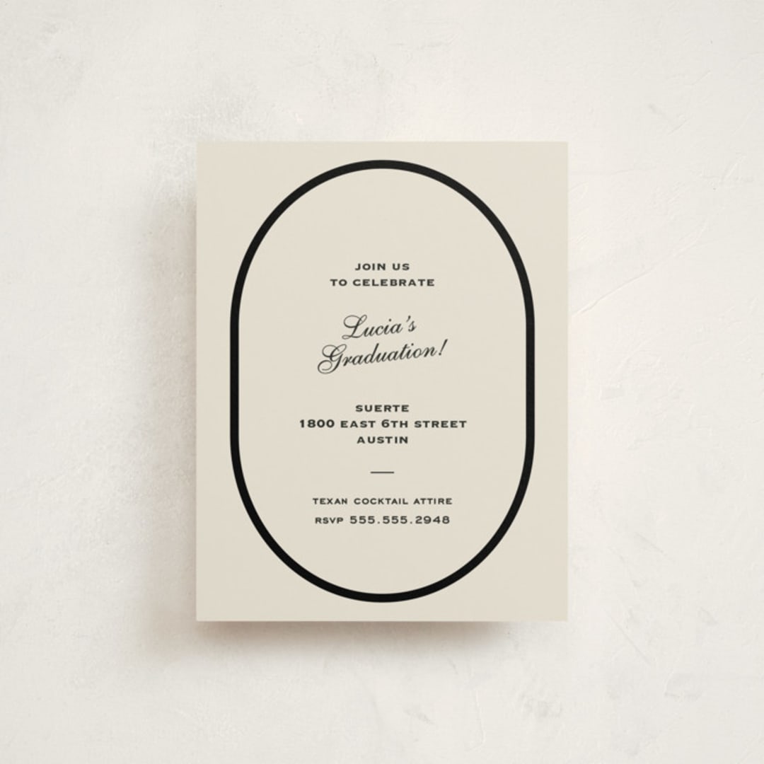 "Commence" - Graduation Insert Cards in Tuxedo by Megan Davis - Front