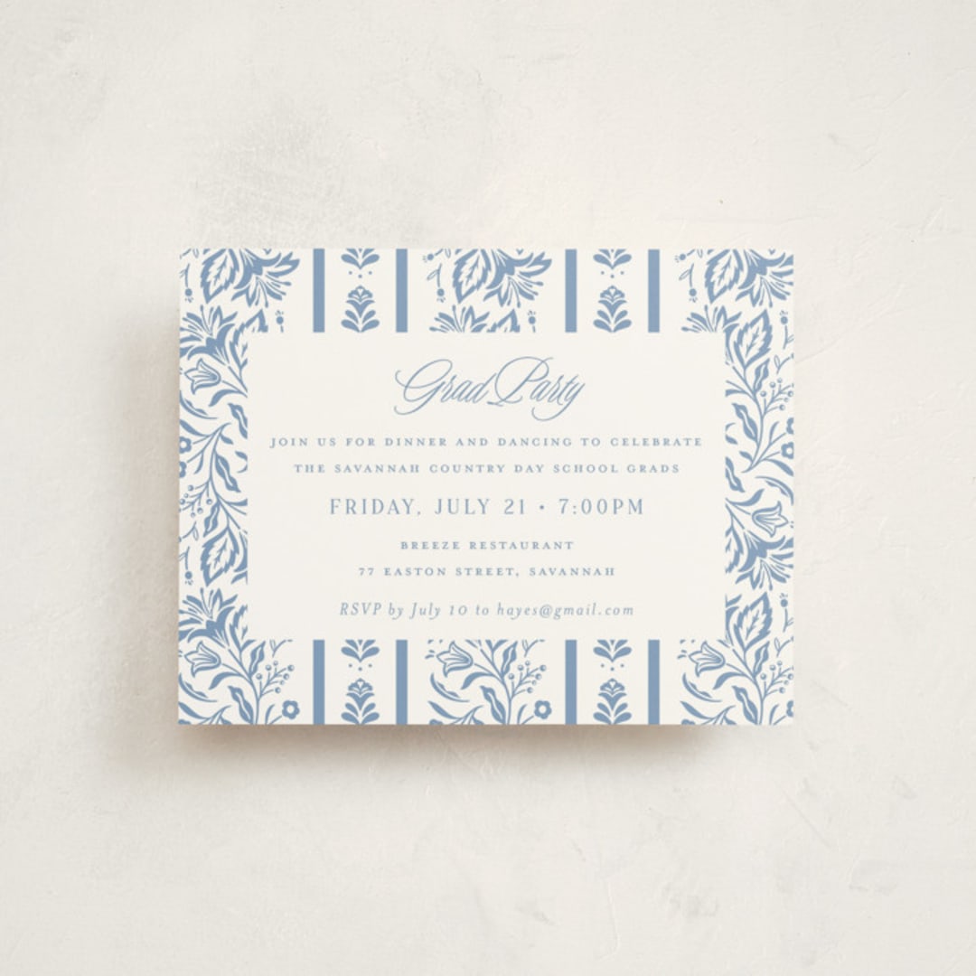 "Sweet Garden" - Graduation Insert Cards in Provincial Blue by Erin German - Front