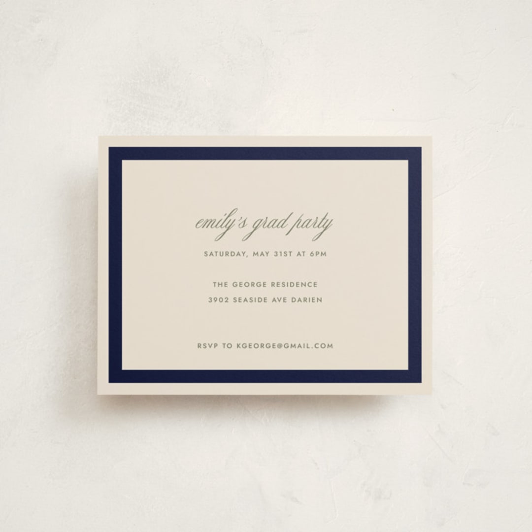 "Montauk" - Graduation Insert Cards in Navy by Megan Davis - Front