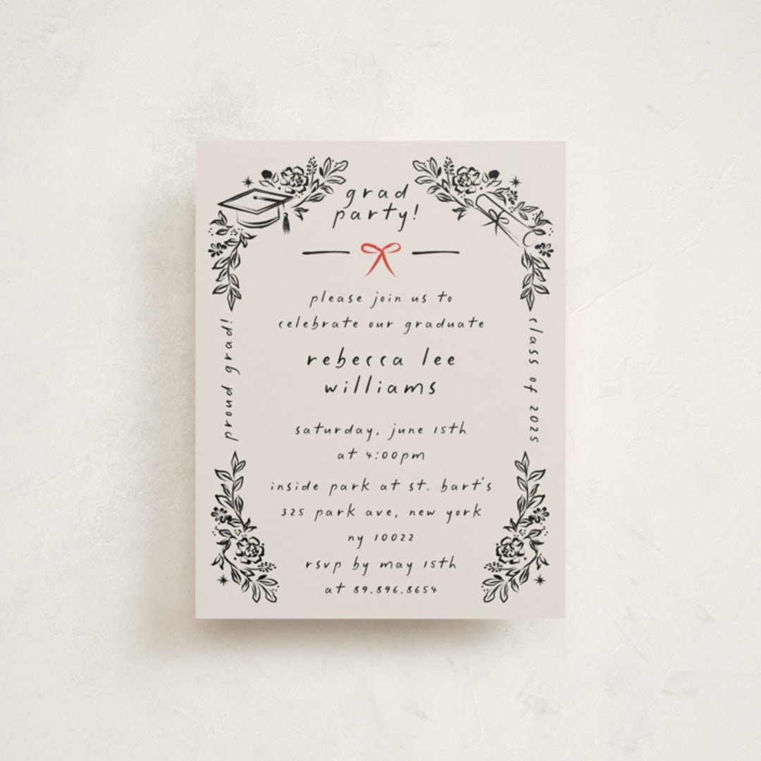 "Celebratory Frame" - Graduation Insert Cards in Linen by Ana de Sousa - Front