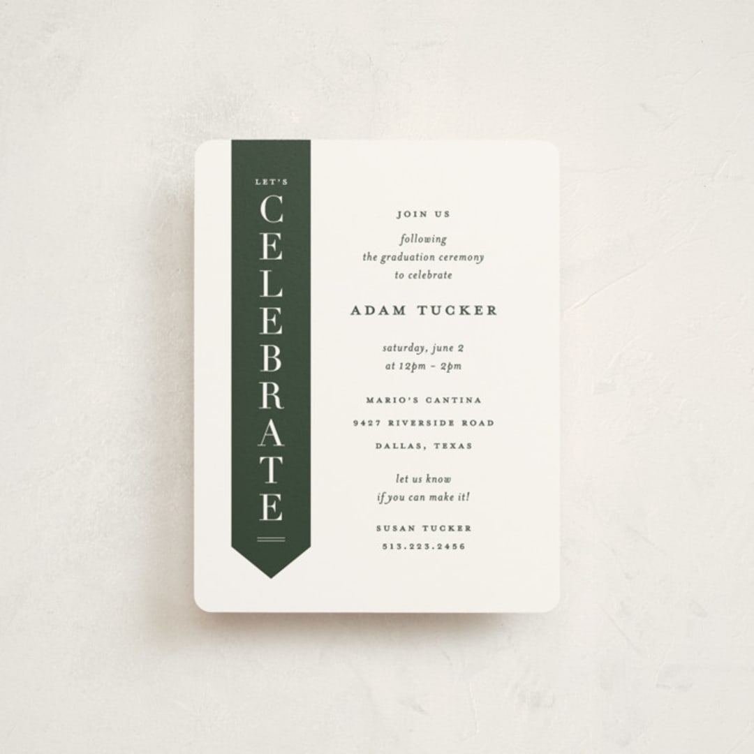 "Classic Sash" - Graduation Insert Cards in Pine by Lauren Chism - Front