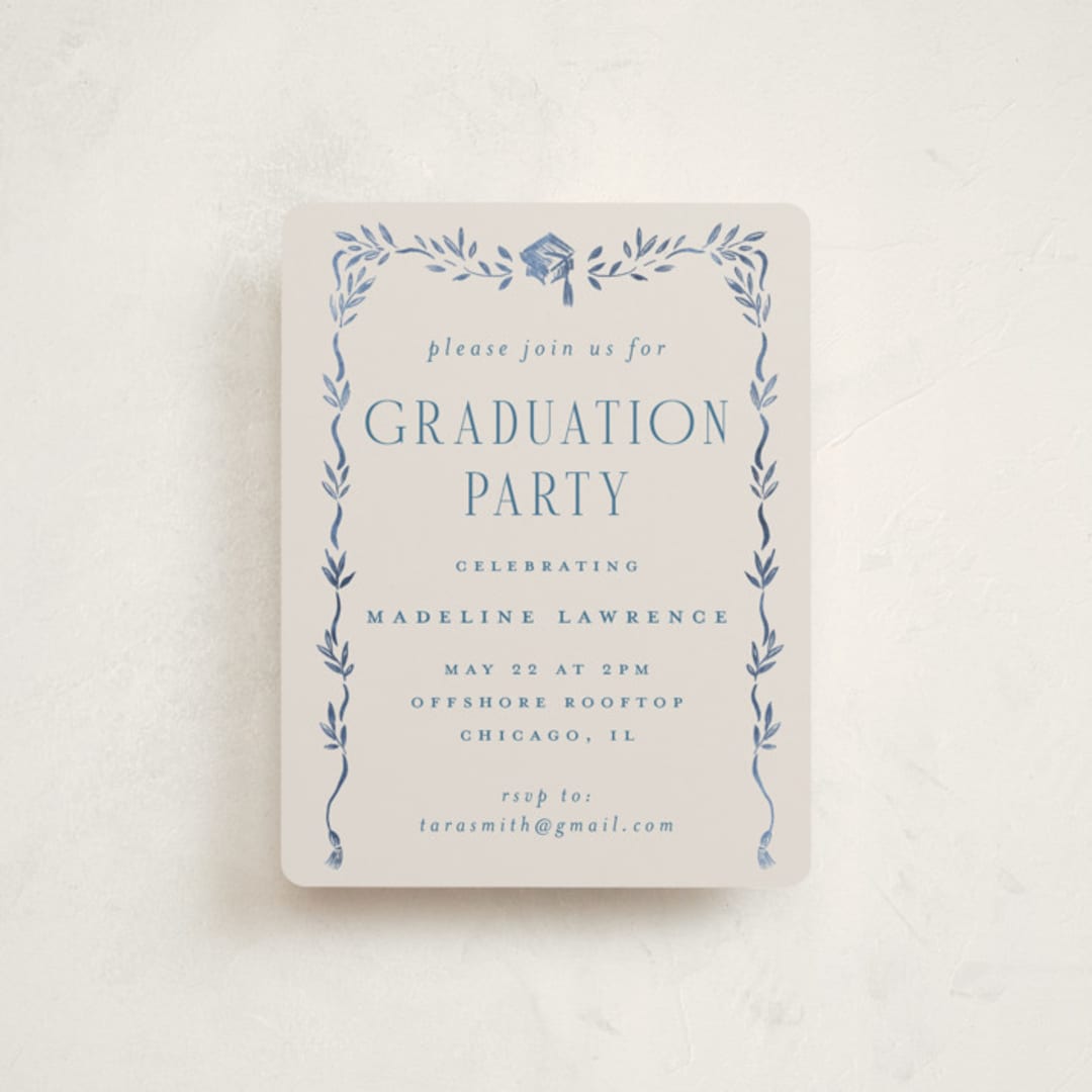 "Grad Crest" - Graduation Insert Cards in Indigo by Petra Kern - Front