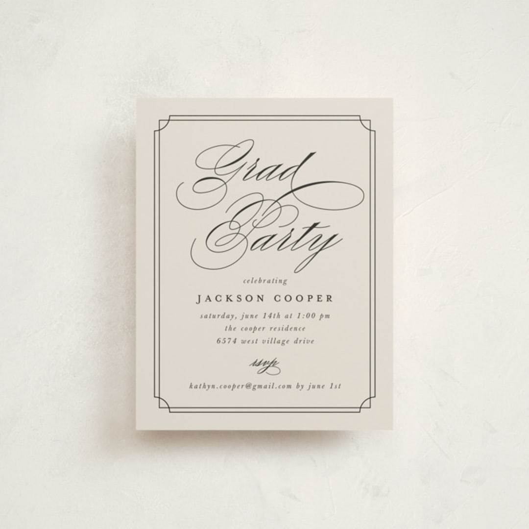 "Refined Grad" - Graduation Insert Cards in Taupe by Ashley Iwafuchi - Front