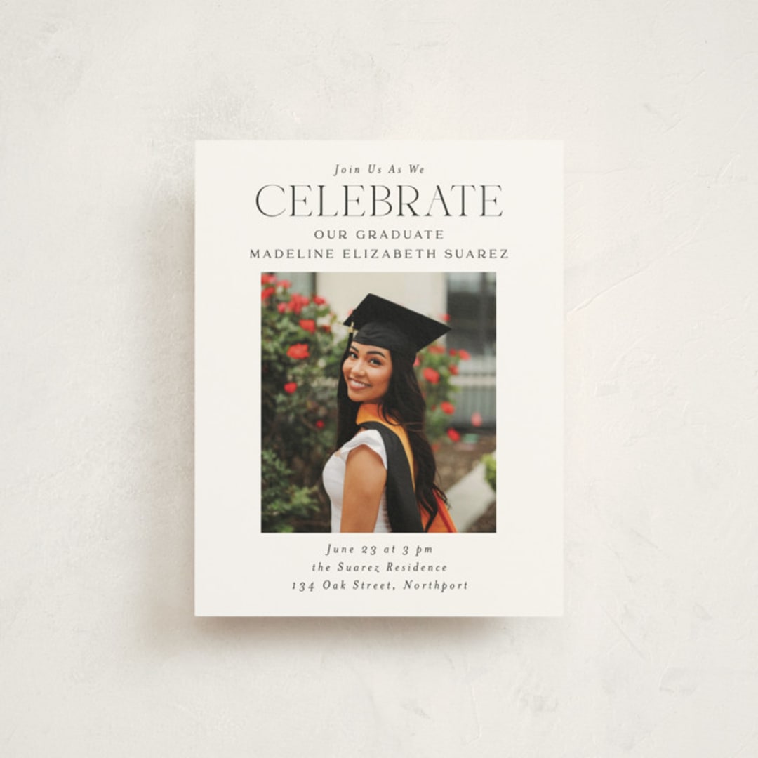 "Newsprint" - Graduation Insert Cards in Snow by Nicoletta Savod - Front
