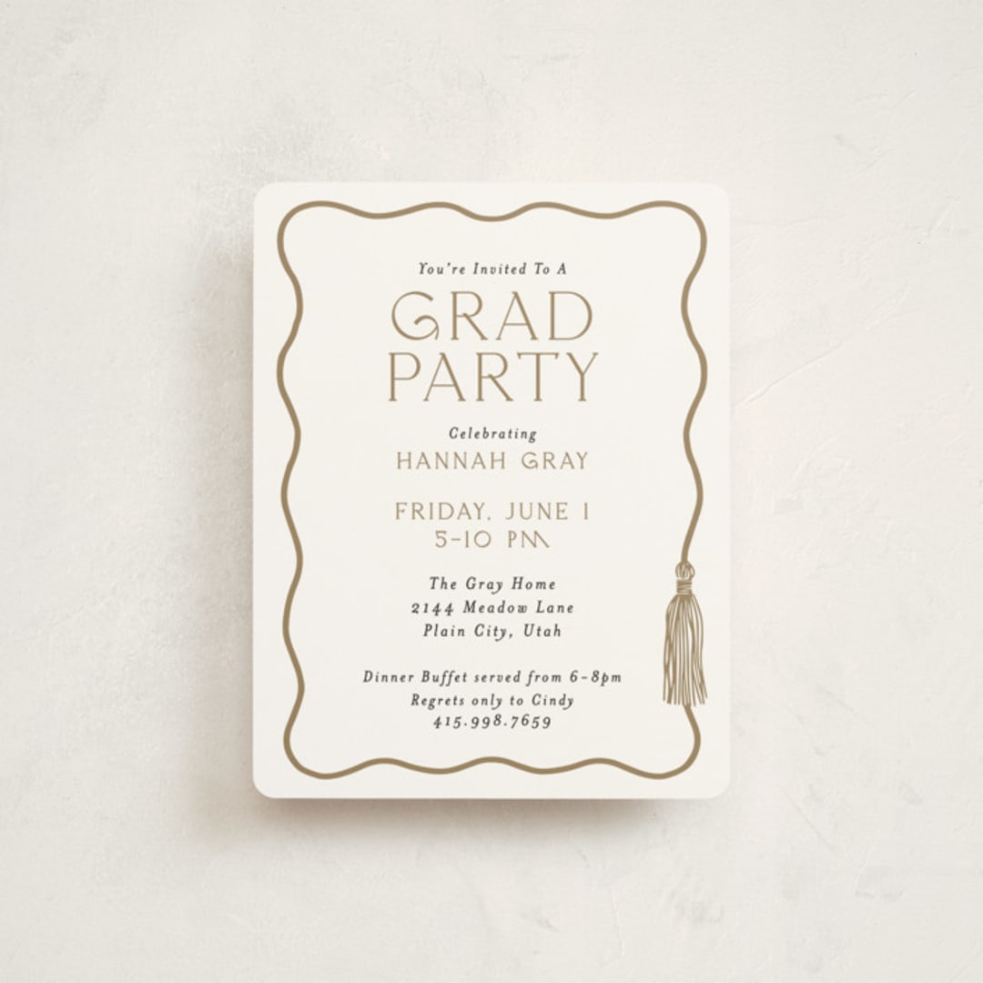 "Tassel Scallop" - Graduation Insert Cards in Snow by Susan Zinader - Front