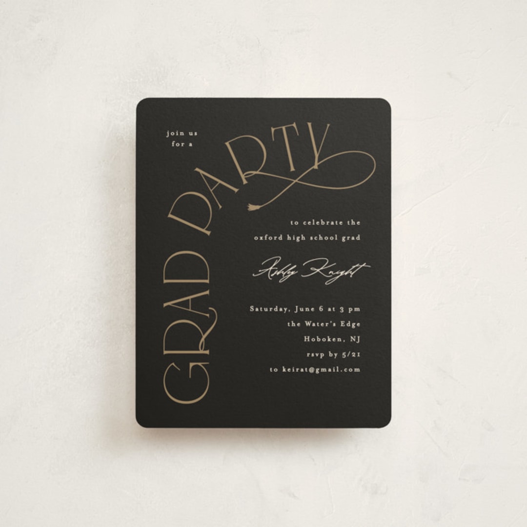 "Shiny year" - Graduation Insert Cards in Noir by Creo Study - Front