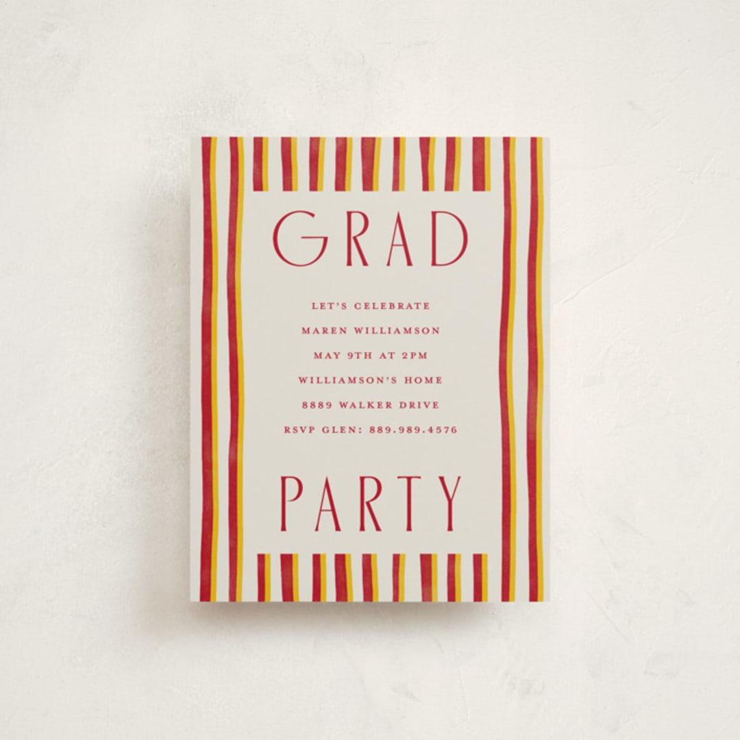 "Grad Stripes" - Graduation Insert Cards in Rose & Sunflower by Anna Elder - Front