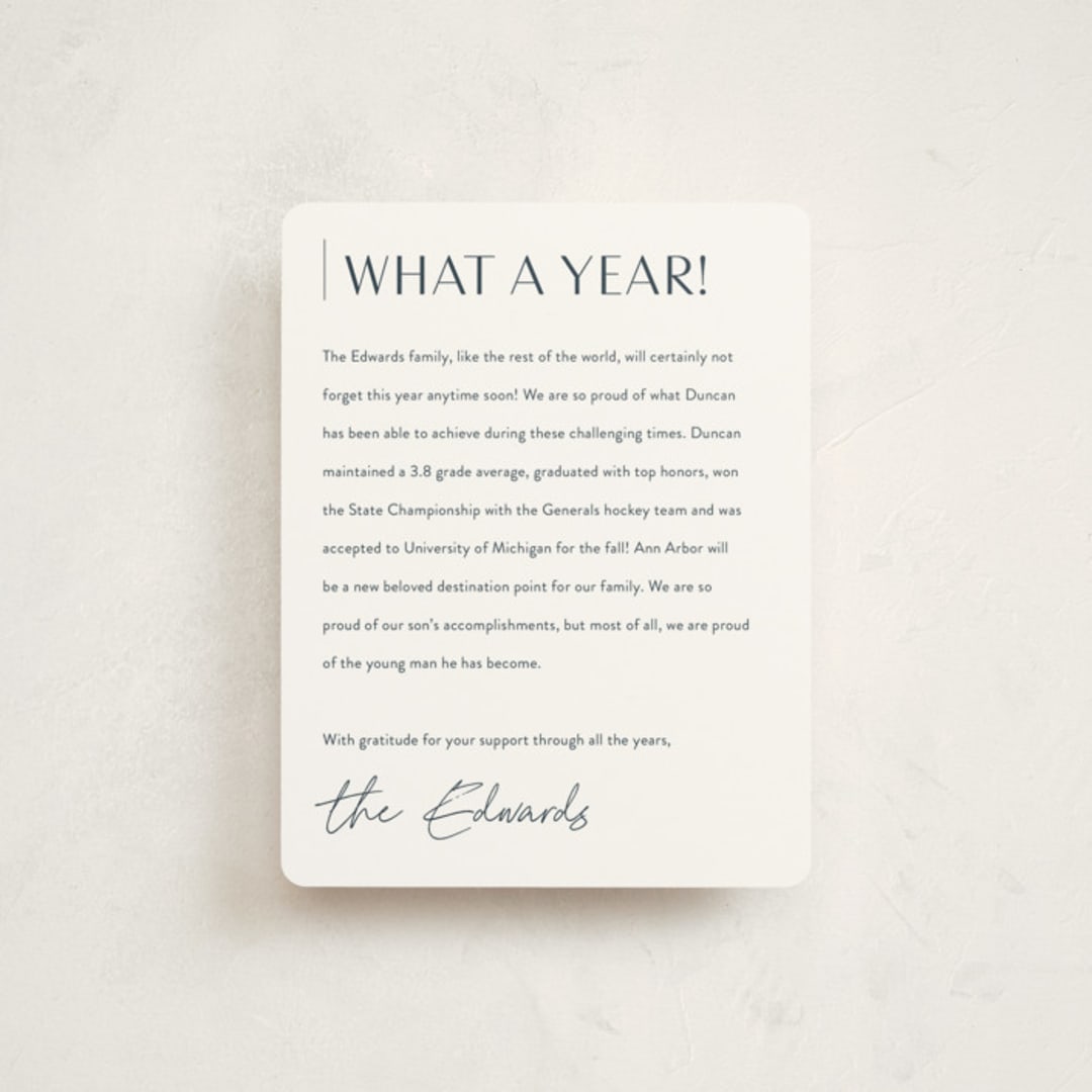 "Classic" - Graduation Insert Cards in Cloud by Sara Hicks Malone - Front