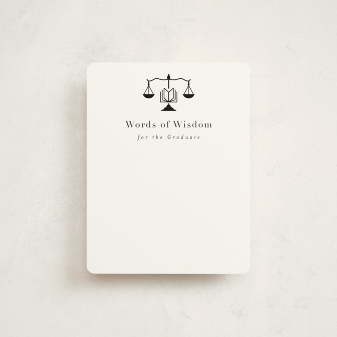 "Scales of Justice" - Graduation Insert Cards in Ink by Hudson meet Rose - Front