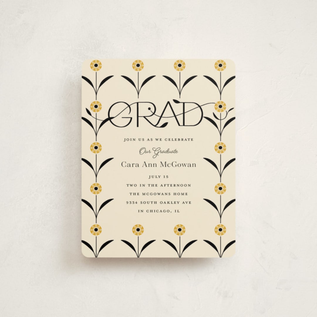 "Grad Florals" - Graduation Insert Cards in Cream by Morgan Ramberg - Front