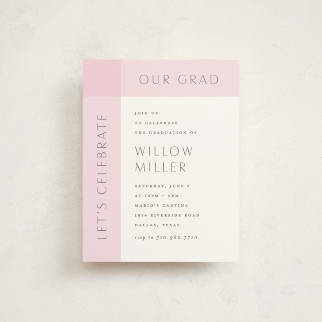 "Grids" - Graduation Insert Cards in Blush by Lauren Chism - Front