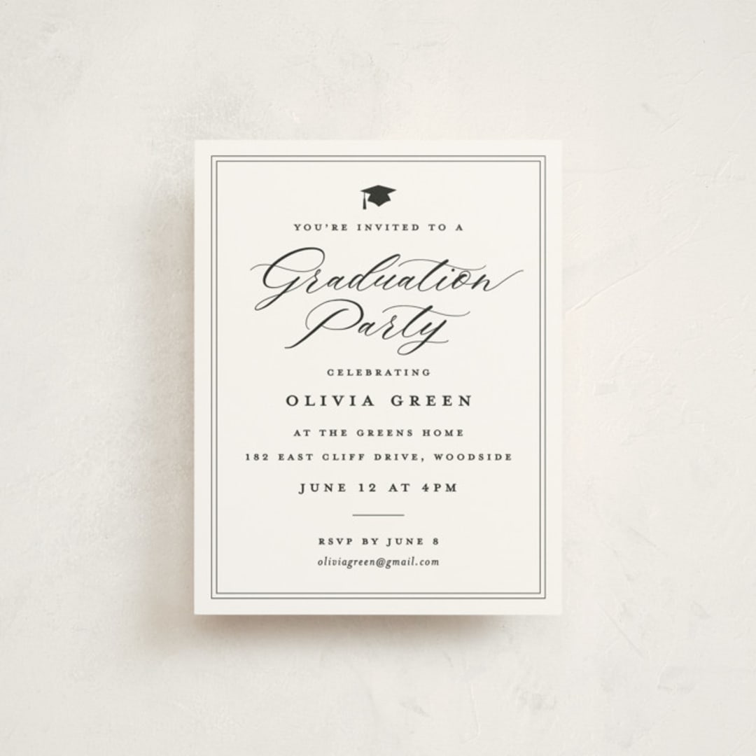 "portrait script" - Graduation Insert Cards in Onyx by Sarah Curry - Front