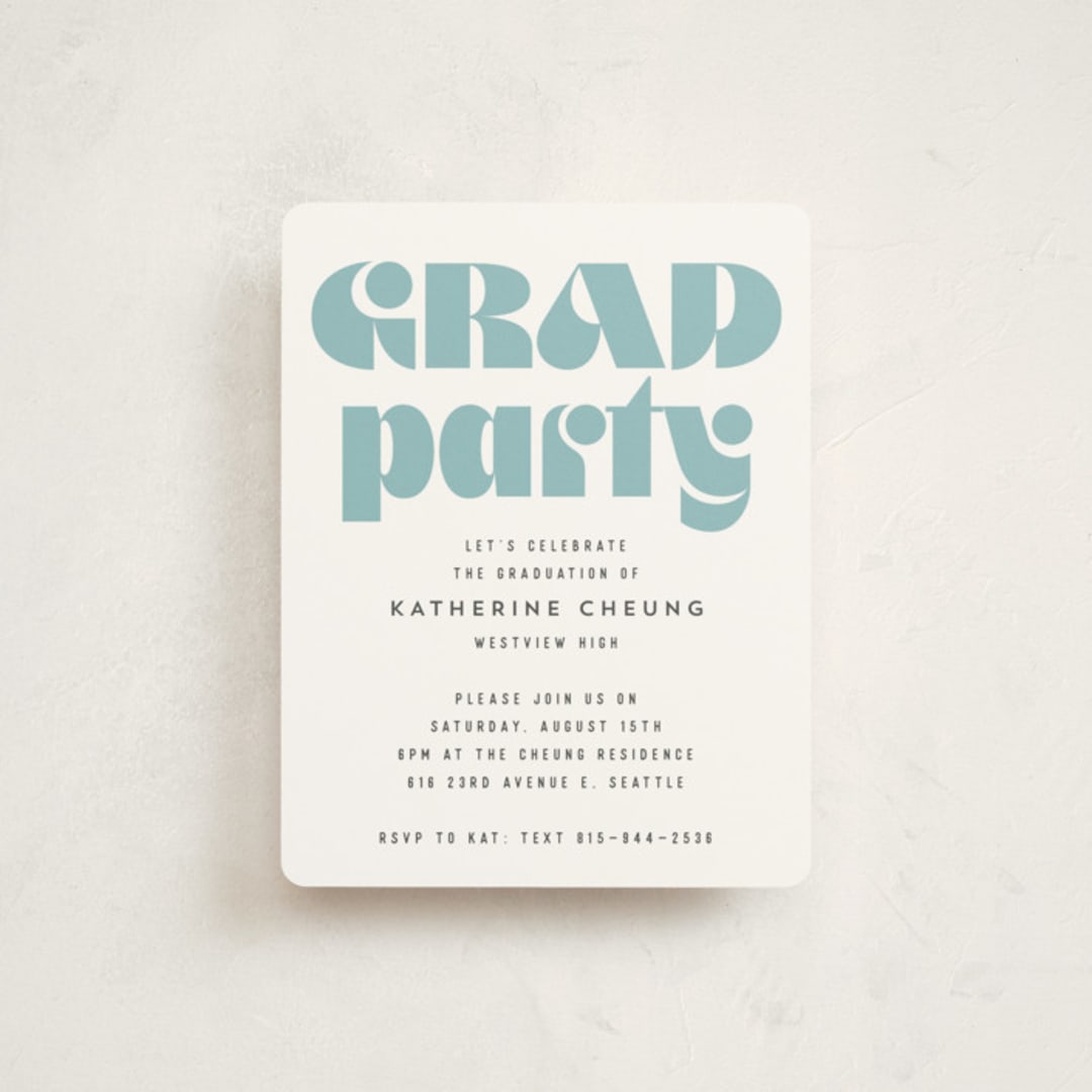 "retro grad" - Graduation Insert Cards in Slate by Hooray Creative - Front