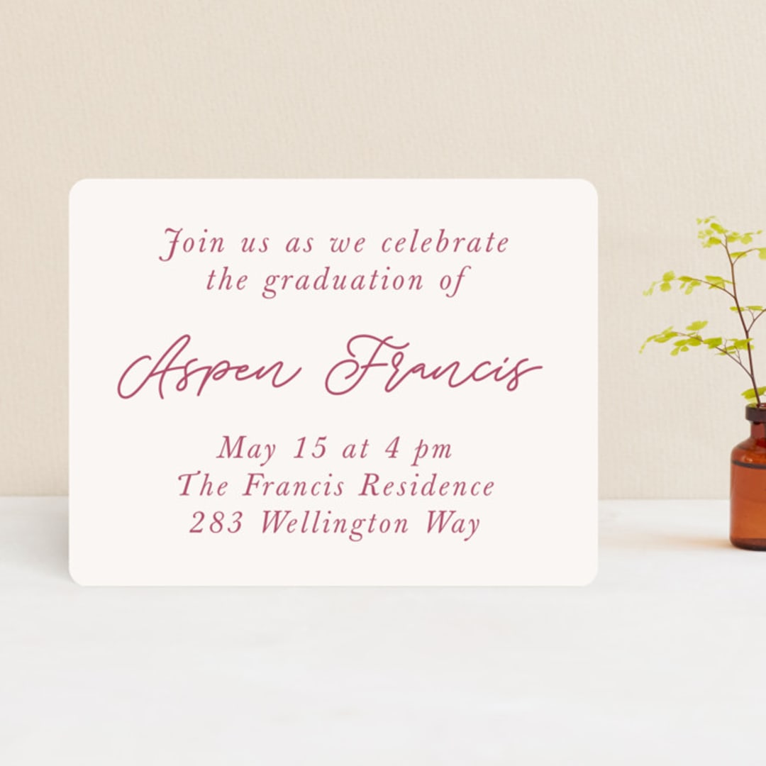 "block print" - Graduation Insert Cards in Blush by Carolyn Hunt - Front