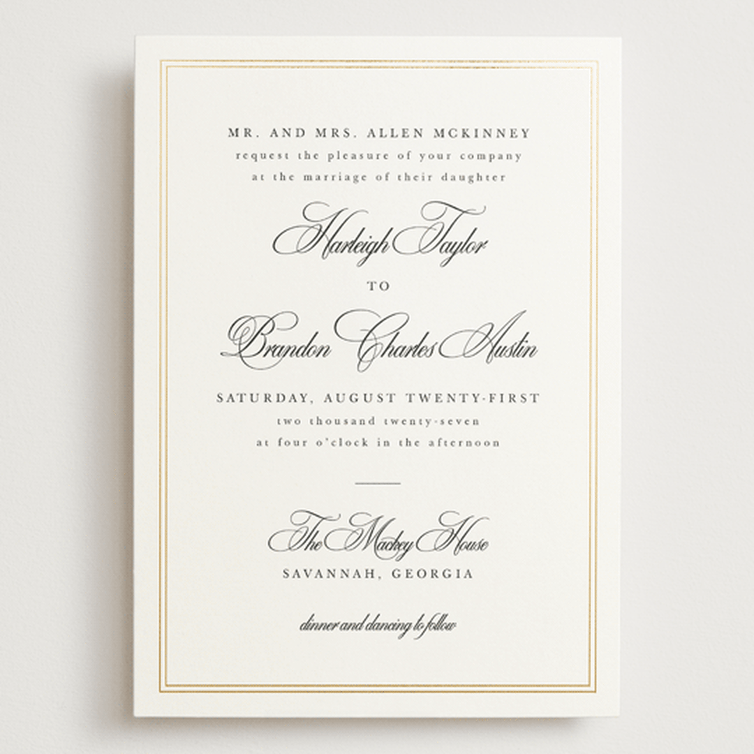 "Traditionalist" - Wedding Invitations in Snow by Sarah Brown - Front