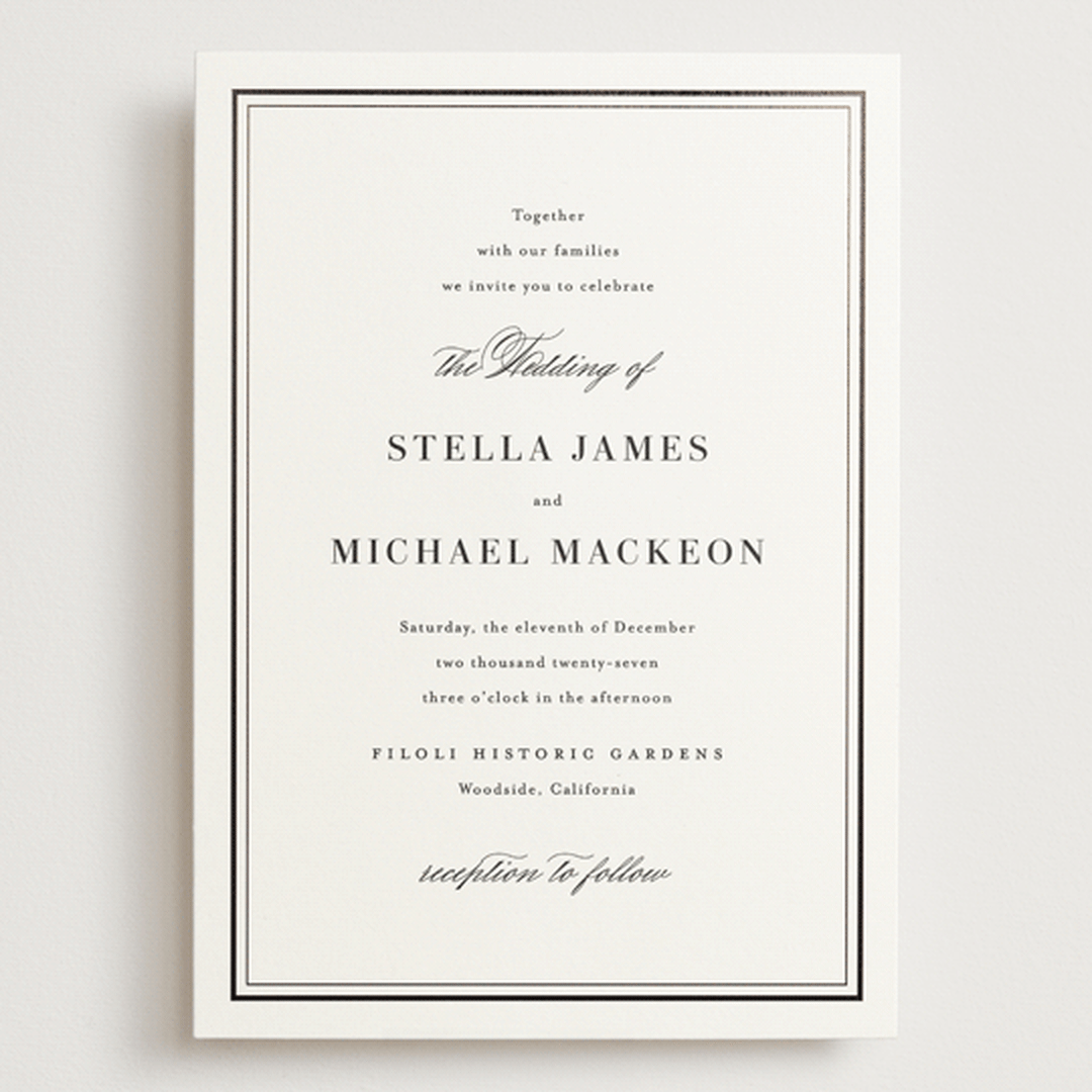 "Polished" - Wedding Invitations in Cotton by Jennifer Postorino - Front