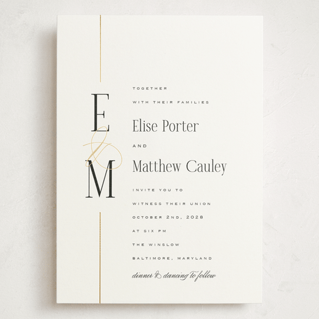 "Linear" - Wedding Invitations in Silk by Laura Hankins - Front