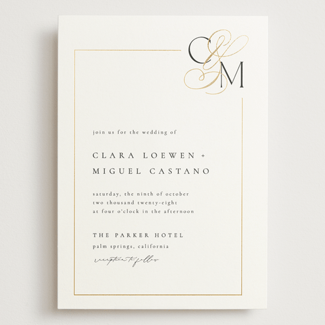 "Golden Ampersand" - Wedding Invitations in Silk by Kelly Schmidt - Front