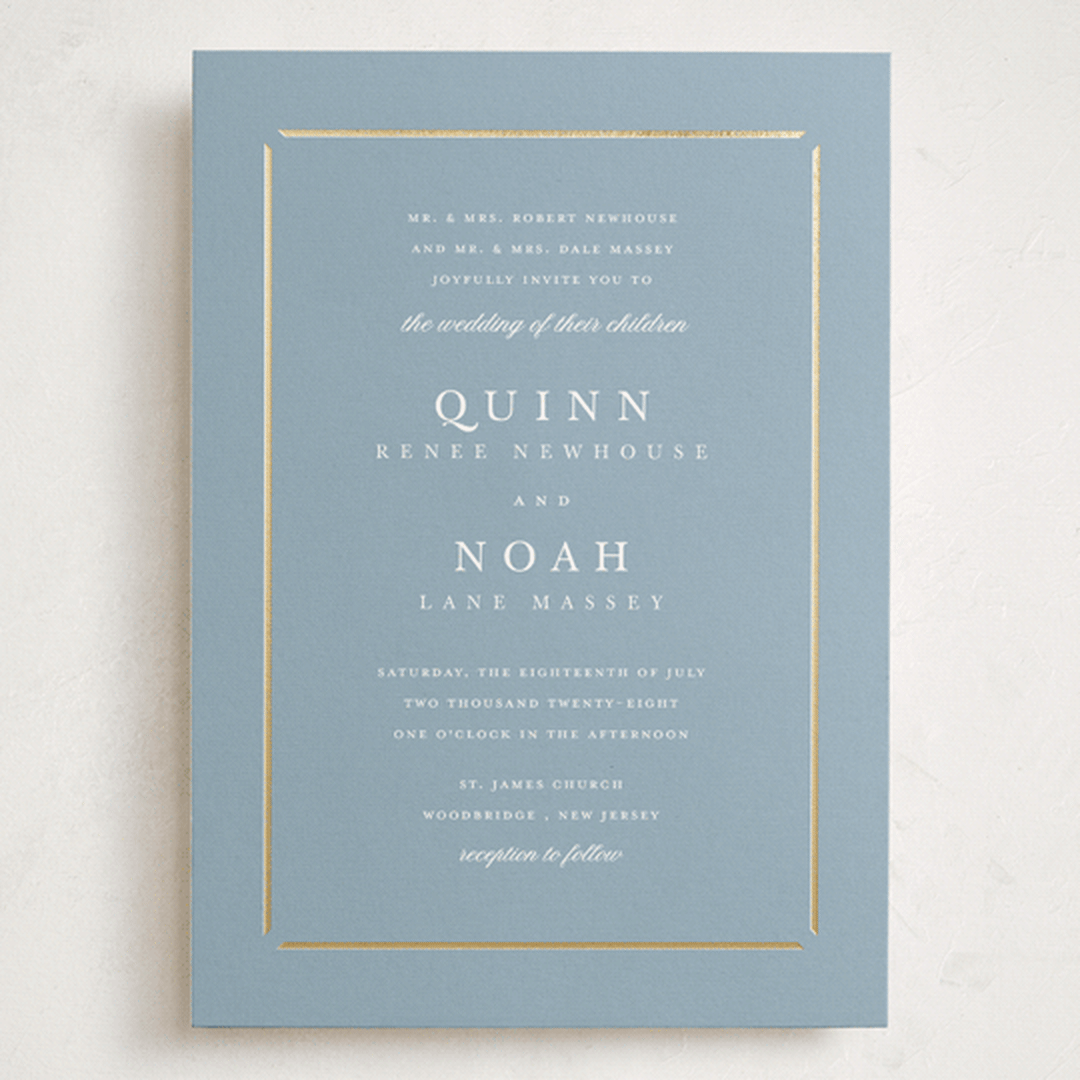 "Elegant bevel" - Wedding Invitations in Dusty Blue by Stacey Meacham - Front