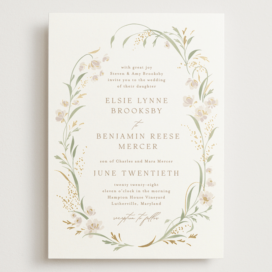 "Meadow" - Wedding Invitations in Spring Mist by Erin L. Wilson - Front