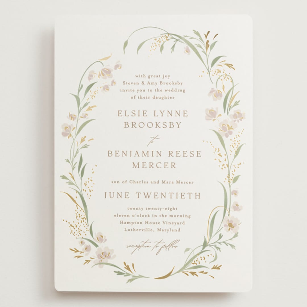 "Meadow" - Wedding Invitations in Spring Mist by Erin L. Wilson - Front