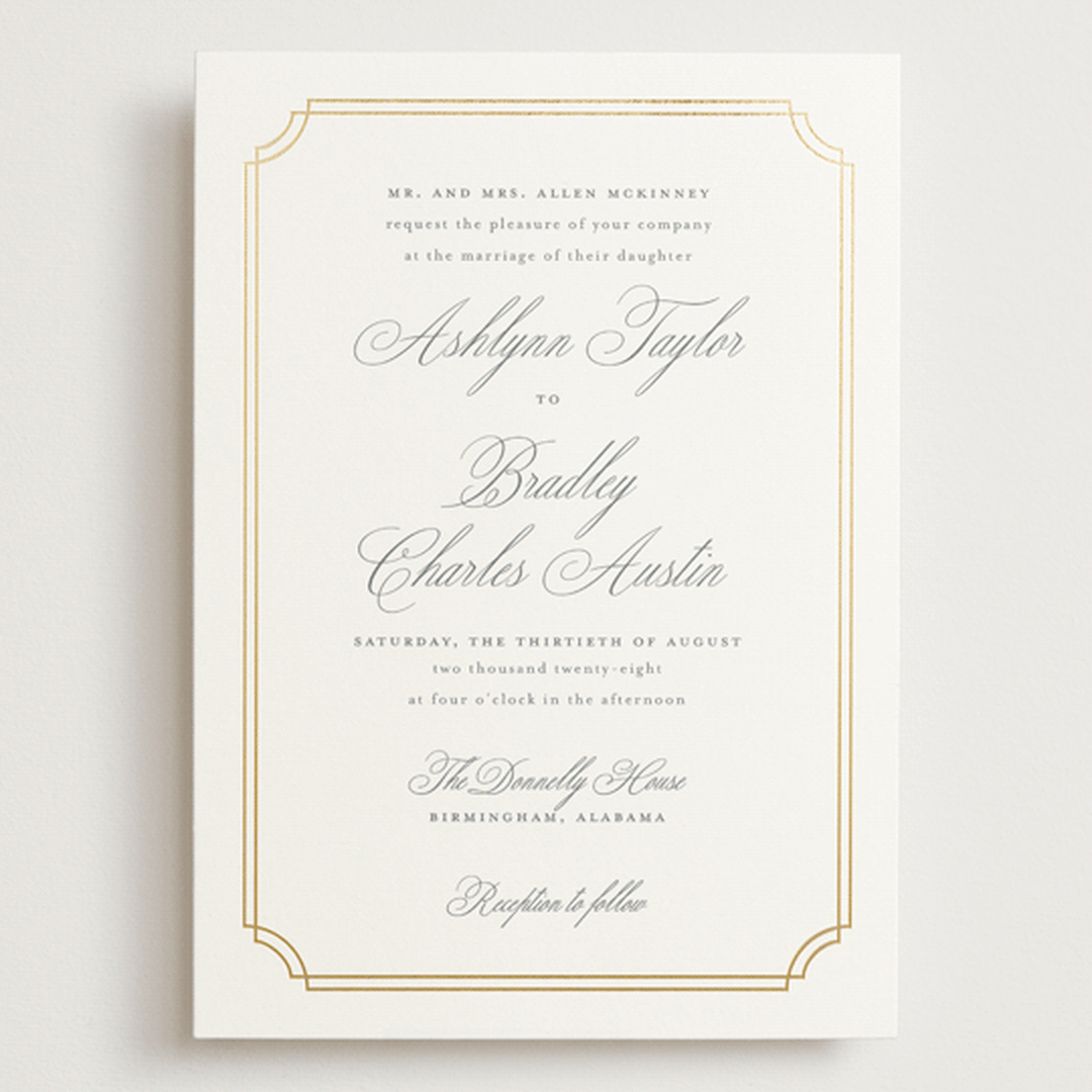 "Formally" - Wedding Invitations in Mist by Sarah Brown - Front